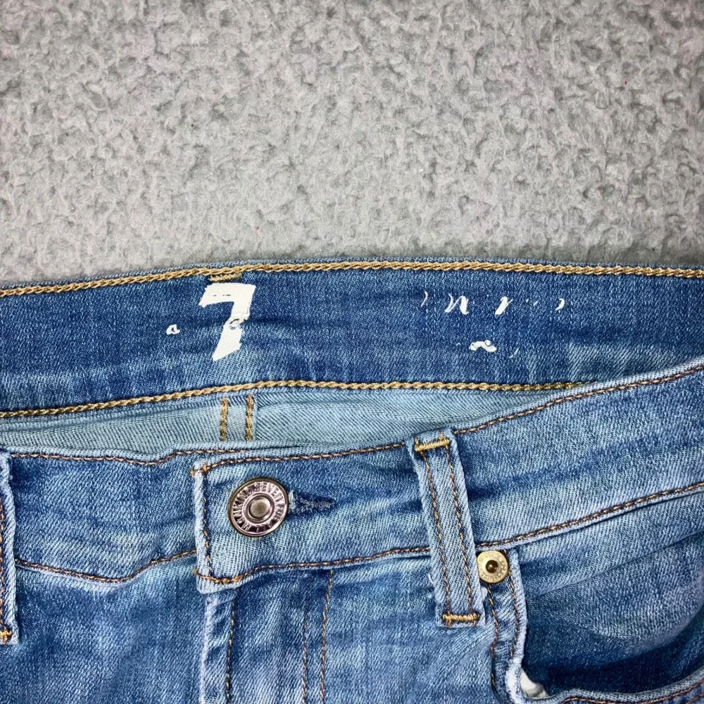 7 For All Mankind Skinny Jeans Women 26 Medium Wash Whiskered Stretch‎ Denim